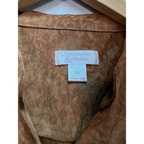 Christopher & Banks Women's Dress Shirt Long Sleeve Sz XL Brown Floral Button Up - Picture 3 of 12